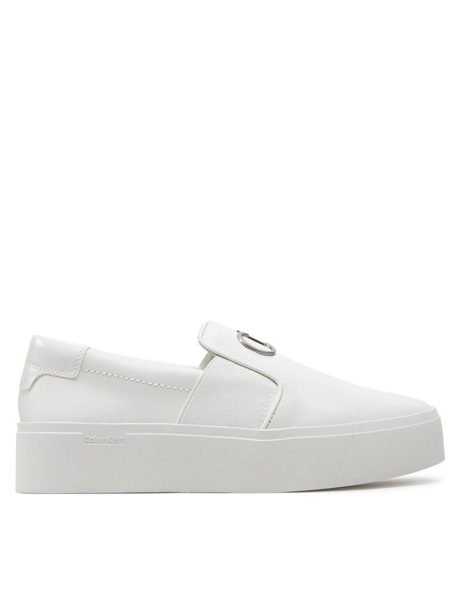 Calvin Klein Sneakers aus Stoff Calvin Klein Flatform Cup Slip On Re Lock Lth HW0HW02057 Weiß