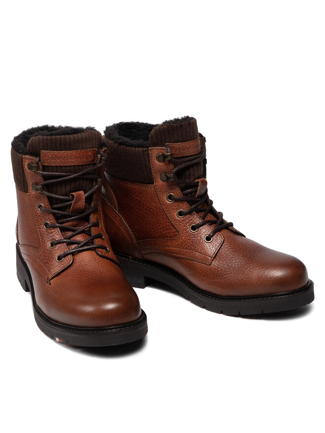 Tommy Hilfiger Zimski škornji Tommy Hilfiger Warm Corporate Mix Lace Boot FM0FM03774 Rjava