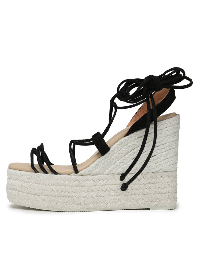 Manebi Espadrilles Manebi Lace-Up Wedge Espadrilles L 8.6 WA Melns