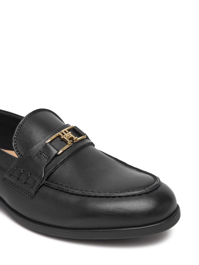 Tommy Hilfiger Slipper Tommy Hilfiger Th Logo Leather Loafer FW0FW08705 Schwarz