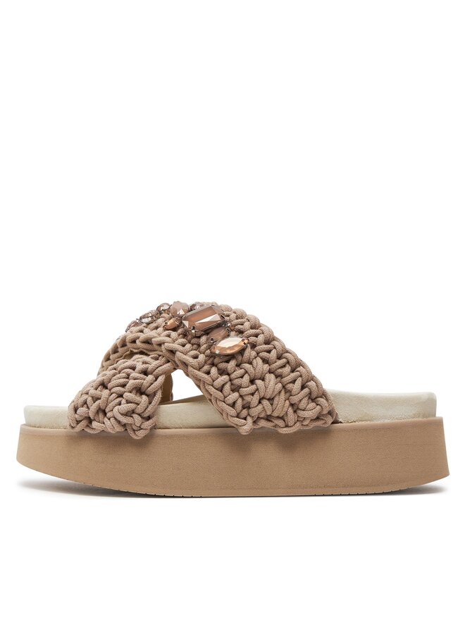 Inuikii Šľapky Inuikii Woven Stones Platform 70103-106 Hnedá