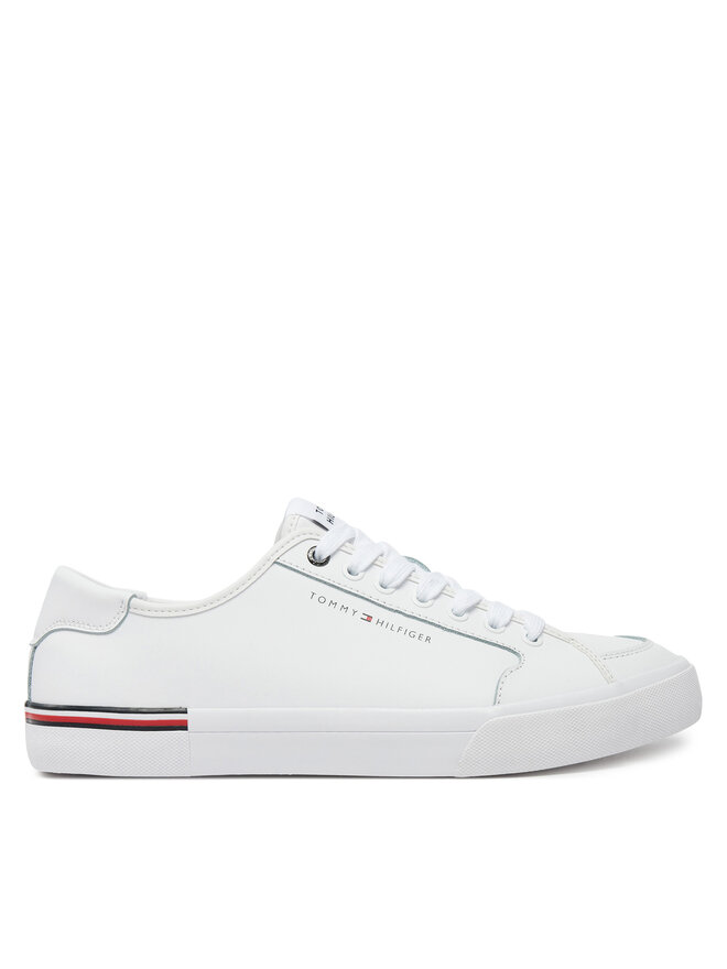 Tommy Hilfiger Πάνινα παπούτσια Tommy Hilfiger Core Corporate Vulc Leather FM0FM05399 Λευκό