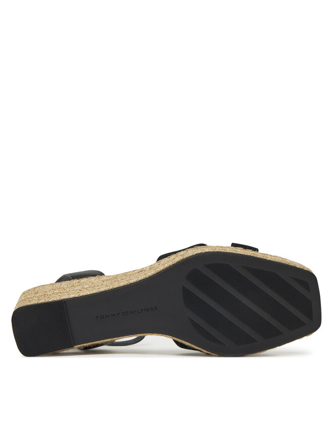 Tommy Hilfiger Espadryle Tommy Hilfiger Leather & Suede Mid Wedge Espad FW0FW08804 Czarny