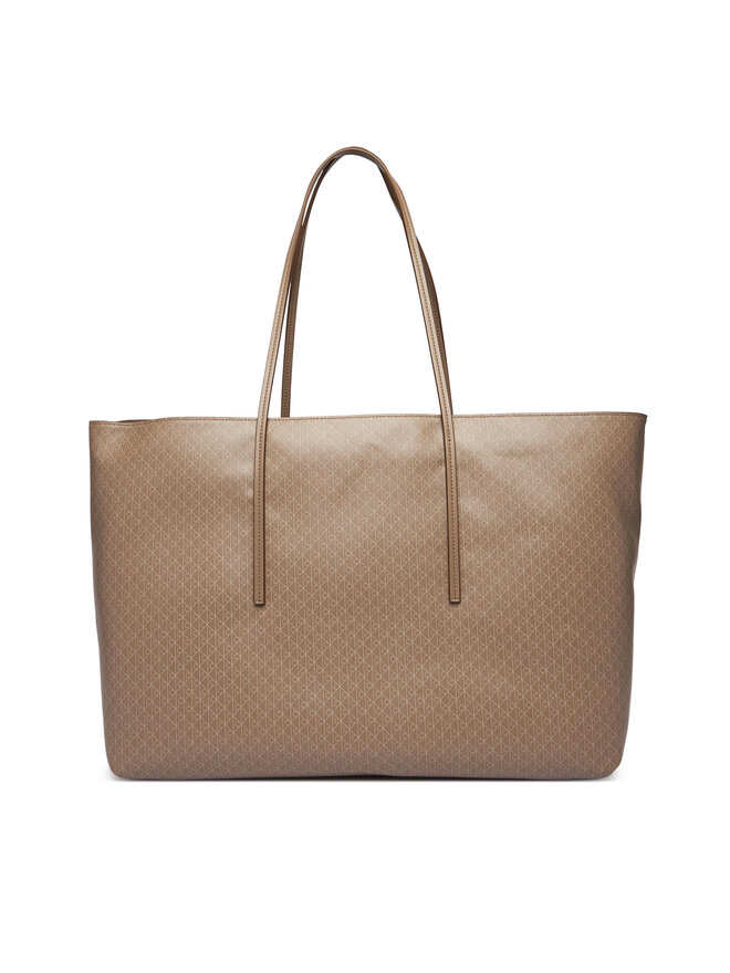 Calvin Klein Handtasche Calvin Klein Emblem Aop Large Tote W/ Pouch LV04F3364G Beige