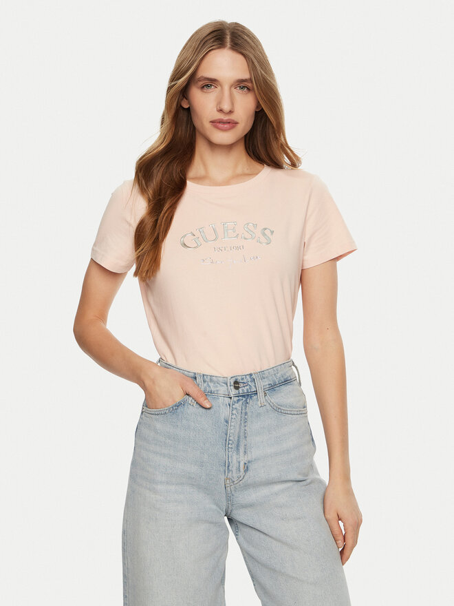 Guess Guess T-Shirt V5RI16 J1314 Ροζ Regular Fit