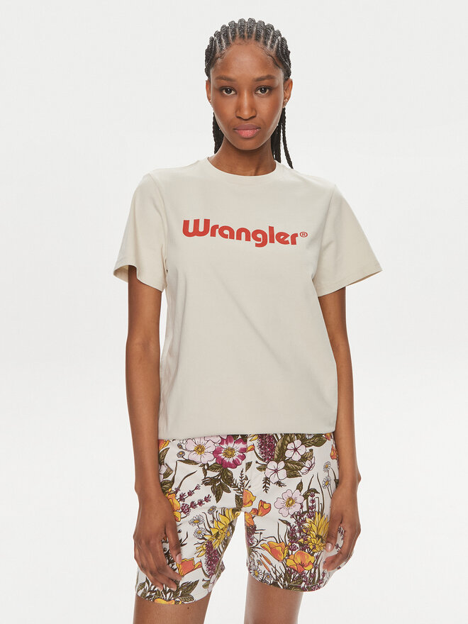 Wrangler Wrangler Camiseta 112350305 Écru Regular Fit