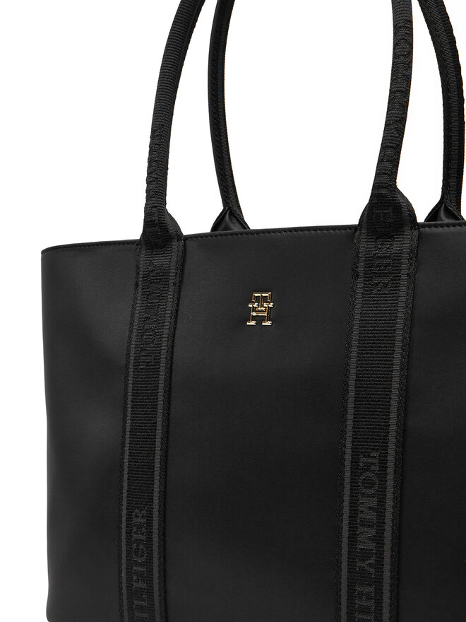 Tommy Hilfiger Kabelka Tommy Hilfiger Th Logotape Tote AW0AW17198 Čierna