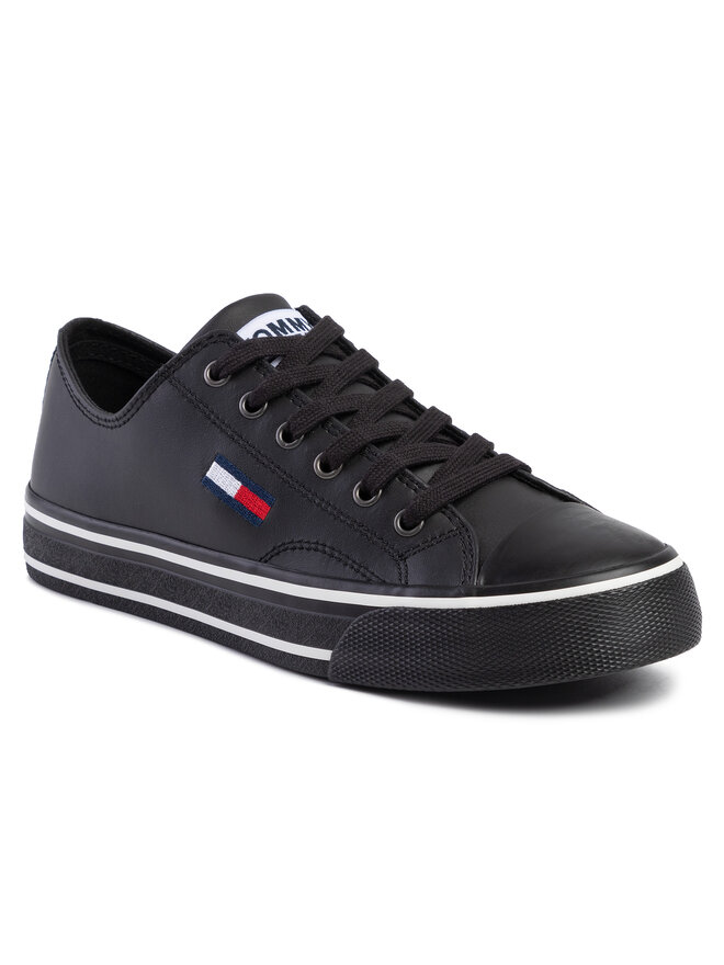 Tommy Jeans Sneakers aus Stoff Tommy Jeans Leather City Sneaker EN0EN00746 Schwarz