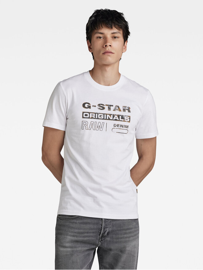 G-Star Raw G-Star Raw Póló Distressed D24420-336 Fehér Slim Fit