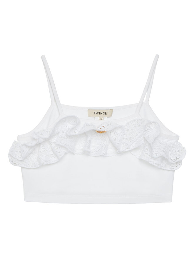 TWINSET TWINSET Top 251GJ2QR5 Weiß Slim Fit