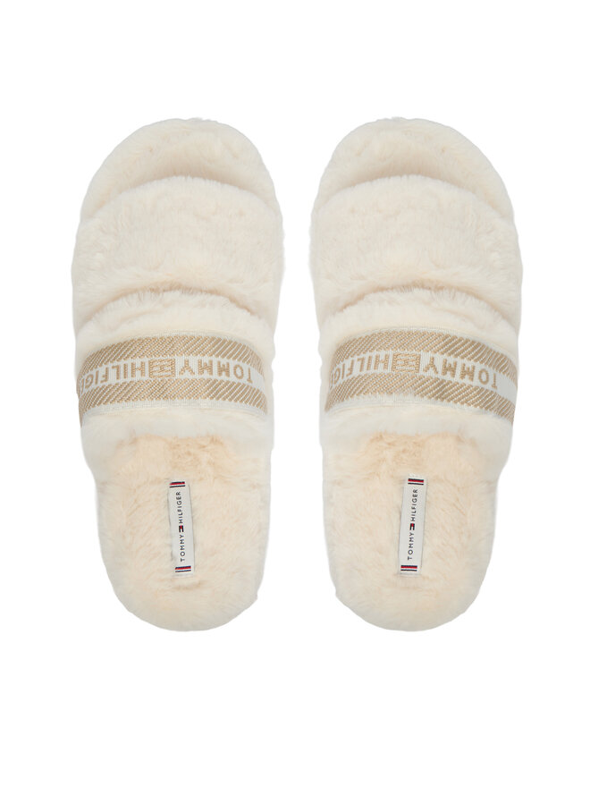 Tommy Hilfiger Hausschuhe Tommy Hilfiger Hilfiger Fur Slipper FW0FW08854 Weiß