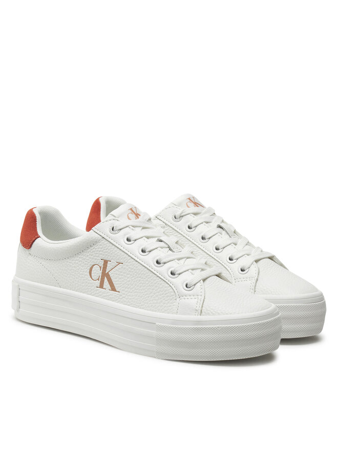 Calvin Klein Jeans Sneakersy Calvin Klein Jeans Bold Vulc Flatf Low Lth Ml YW0YW01669 Biały