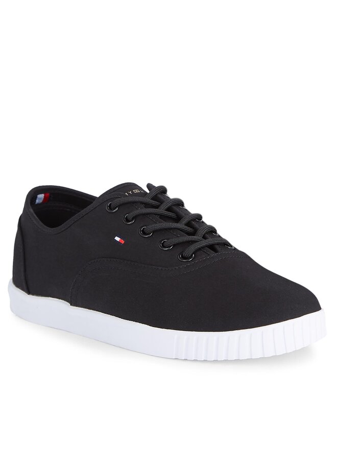 Tommy Hilfiger Tenisky Tommy Hilfiger Canvas Lace Up Sneaker FW0FW07805 Černá