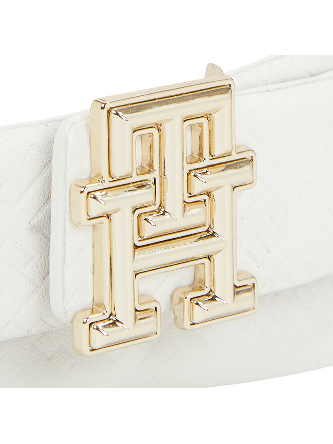 Tommy Hilfiger Ζώνη Γυναικεία Tommy Hilfiger Th Logo Bombe Rev 3.0 AW0AW16019 Λευκό