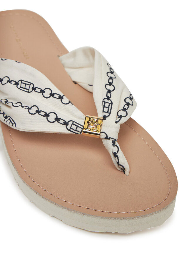 Tommy Hilfiger Flip flop Tommy Hilfiger Th Chain Print Elevated Sandal FW0FW08519 Alb