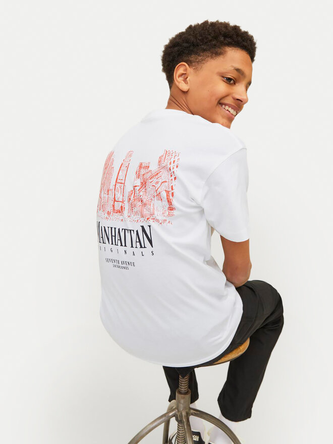 Jack&Jones Junior Jack&Jones Junior Marškinėliai Bronx Square 12263185 Balta Loose Fit