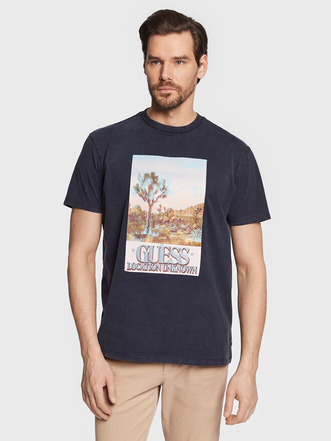 Guess Guess Marškinėliai Desert Photo M3GI74 KA260 Tamsiai mėlyna Regular Fit
