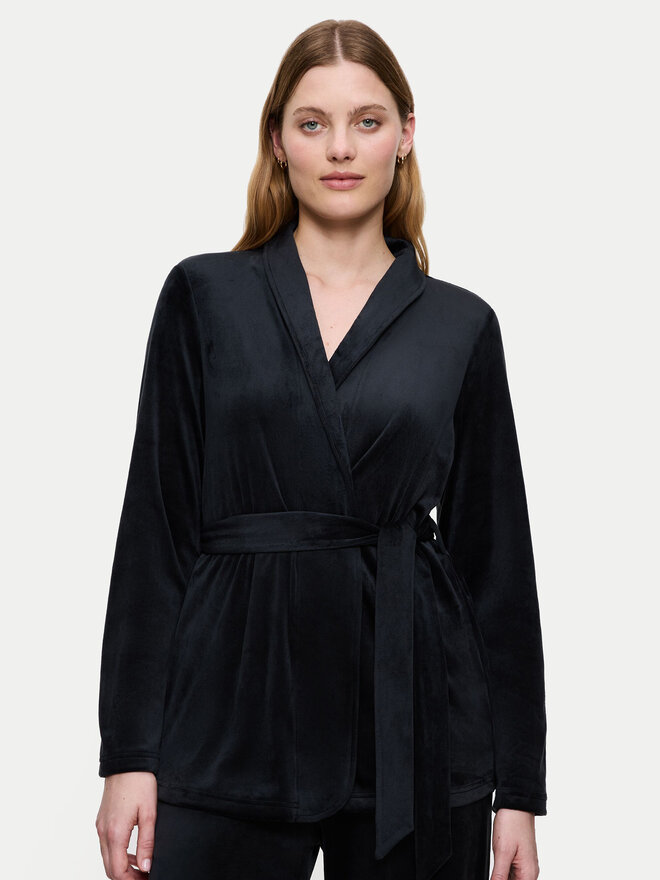 Triumph Triumph Pyjama-Bluse Sensual Velour 10225078 Schwarz Relaxed Fit