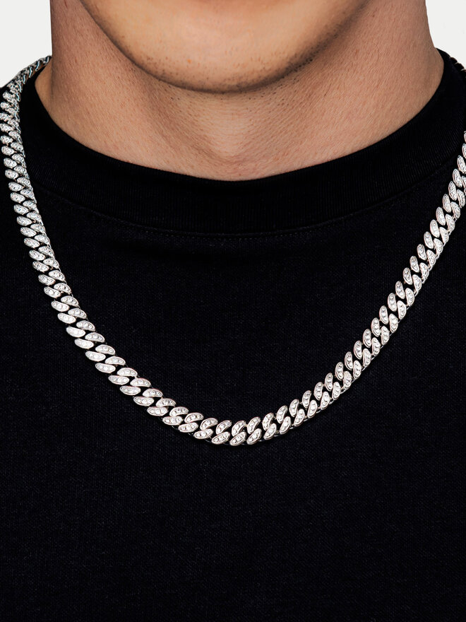 ICED STUFF Catena ICED STUFF Diamond Cuban Link Oro bianco