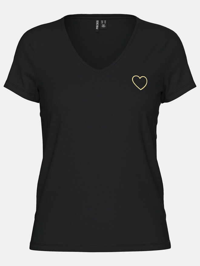 Pieces Pieces Camiseta New Billy 17102921 Negro Regular Fit