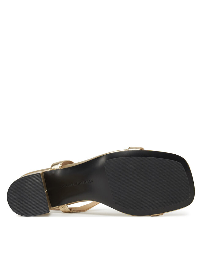 Tommy Hilfiger Sandały Tommy Hilfiger Leather Block Heel Sandal Metal FW0FW08590 Złoty