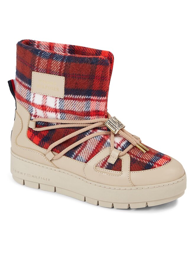 Tommy Hilfiger Schneeschuhe Tommy Hilfiger Tartan Snowboot FW0FW07612 Beige