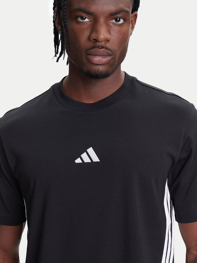 adidas adidas Marškinėliai Essentials 3-Stripes JD1906 Juoda Regular Fit