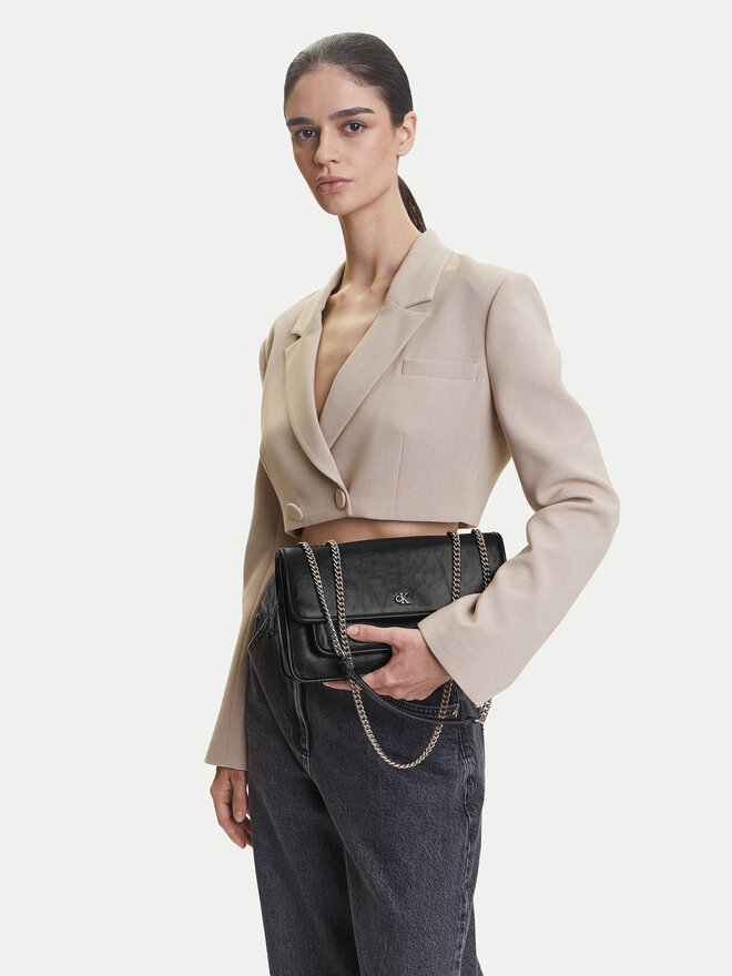 Calvin Klein Jeans Τσάντα Calvin Klein Jeans Chain Ew Flap Conv Chain Bag LV04K3084G Μαύρο