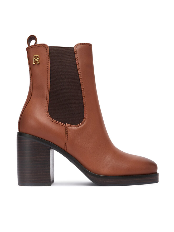 Tommy Hilfiger Čizme Tommy Hilfiger Square Toe Chelsea High Block Hl FW0FW08844 Smeđa