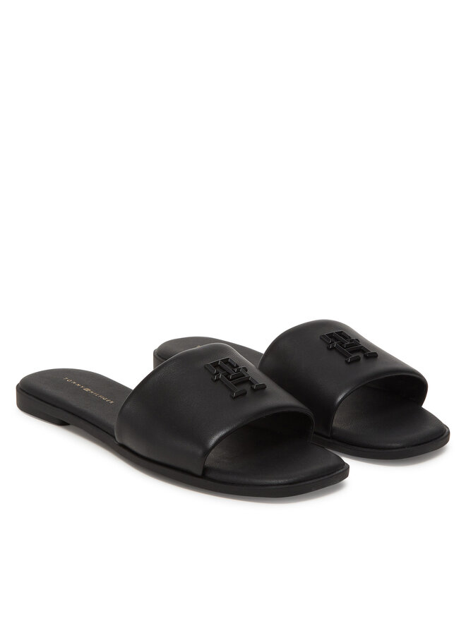 Tommy Hilfiger Šľapky Tommy Hilfiger Th Logo Hardware Leather Mule FW0FW08806 Čierna