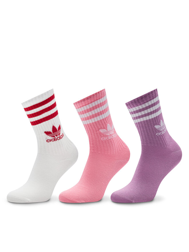 Set di 3 paia di calzini lunghi da donna adidas Mid Cut Crew IX7510 Rosa escarpe