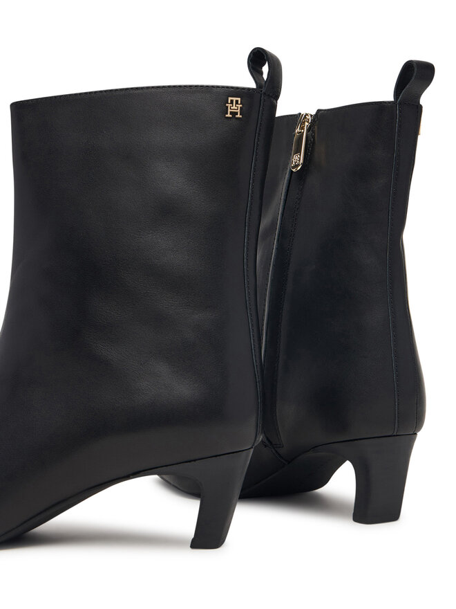 Tommy Hilfiger Stiefeletten Tommy Hilfiger Kitten Heel Leather Ankle Boot FW0FW09669 Schwarz