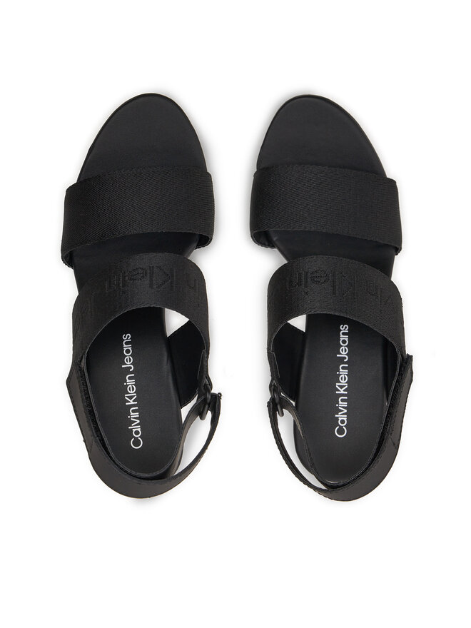 Calvin Klein Jeans Сандали Calvin Klein Jeans Wedge Sandal Webbing In Mtl YW0YW01479 Черен
