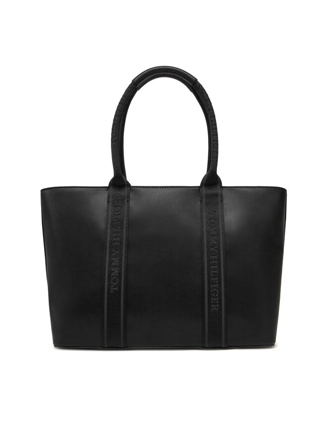 Tommy Hilfiger Kabelka Tommy Hilfiger Th Logotape Tote AW0AW17198 Čierna
