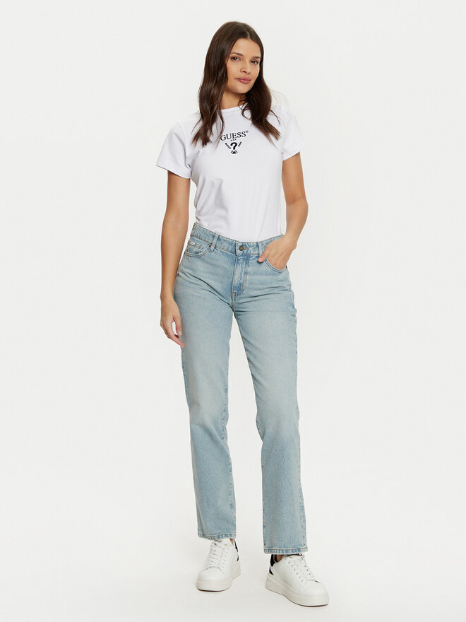 Guess Guess Marškinėliai V4YI21 KCDH1 Balta Slim Fit