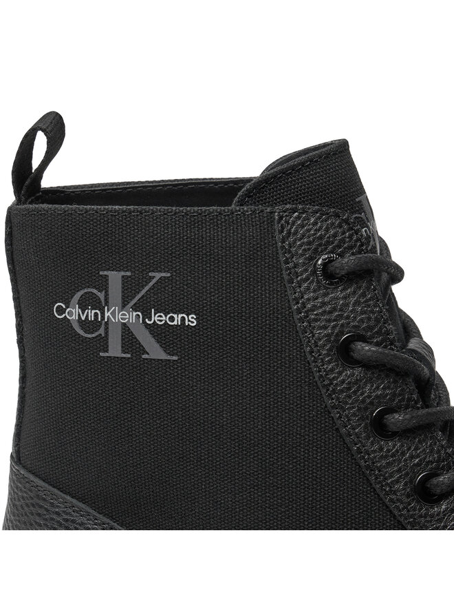Calvin Klein Jeans Šnurovacia obuv Calvin Klein Jeans Eva Boot Mid Laceup Mix Mtr YM0YM00982 Čierna