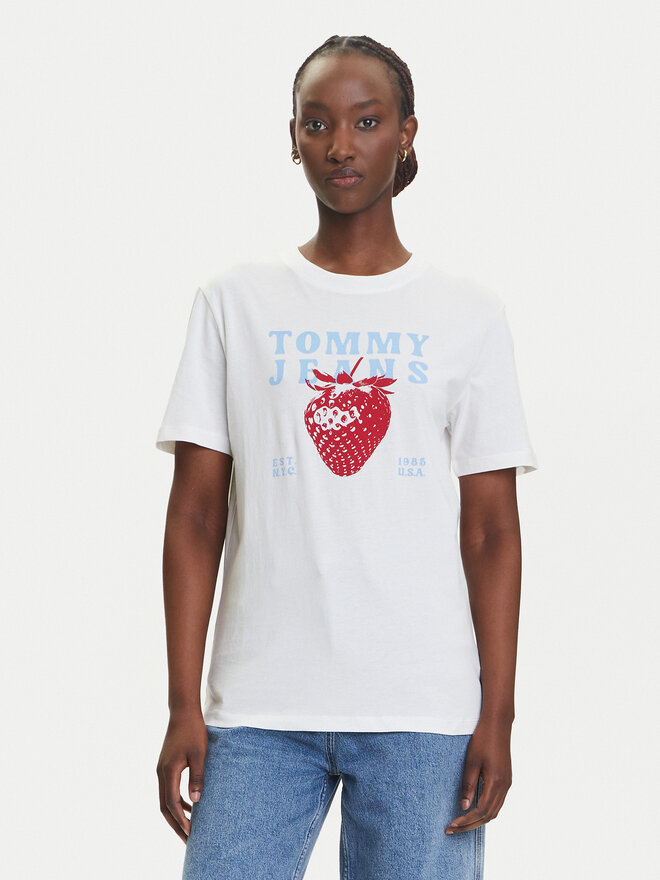 Tommy Jeans Tommy Jeans Camiseta Strawberry DW0DW20894 Blanco Relaxed Fit