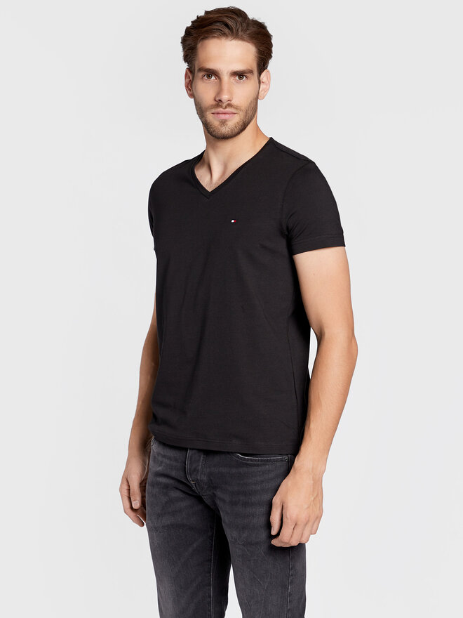 Tommy Hilfiger Tommy Hilfiger Marškinėliai Core Stretch MW0MW27540 Juoda Slim Fit