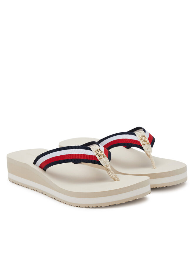 Tommy Hilfiger Šlepetės per pirštą Tommy Hilfiger Th Corp Mid Wedge Beach Sandal FW0FW08517 Smėlio