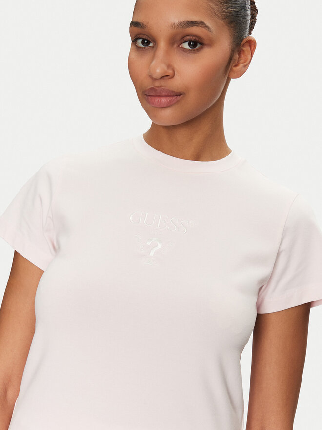 Guess Guess Marškinėliai V4YI21 KCDH1 Rožinė Slim Fit