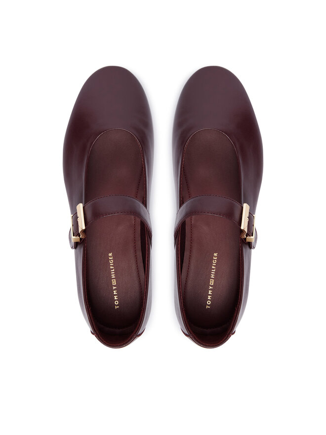 Tommy Hilfiger Ballerinas Tommy Hilfiger Buckle Leather Ballerina FW0FW09684 Braun