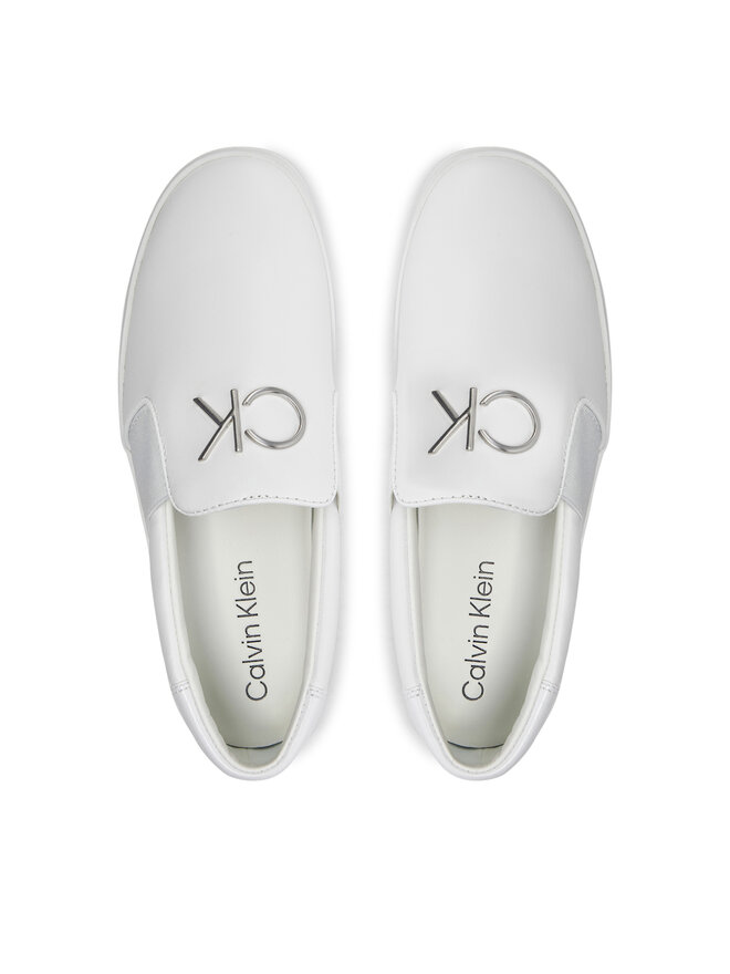 Calvin Klein Sneakers aus Stoff Calvin Klein Flatform Cup Slip On Re Lock Lth HW0HW02057 Weiß