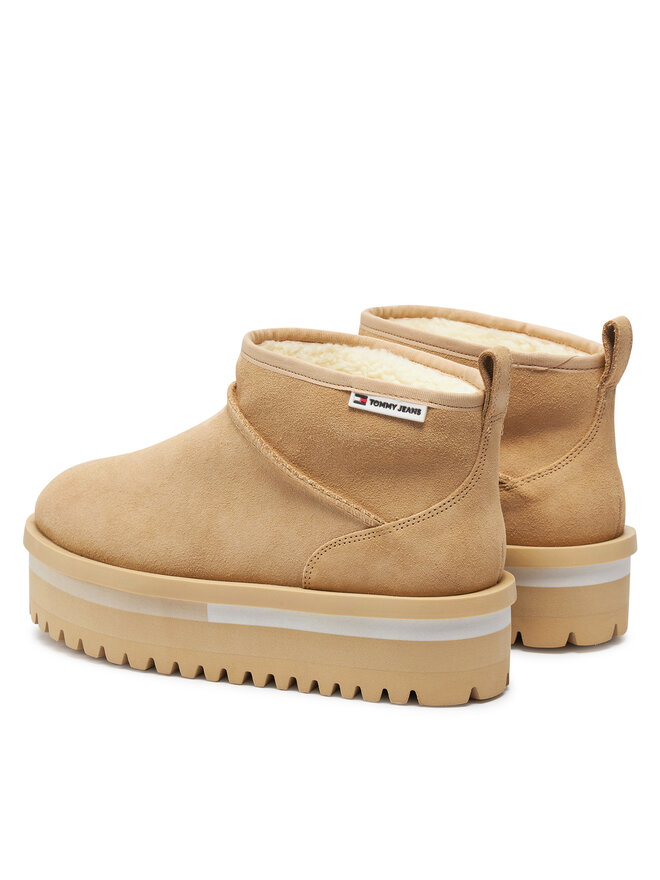 Tommy Jeans Снігоходи Tommy Jeans Tjw Suede Flatform Boot Wl EN0EN02599 Бежевий
