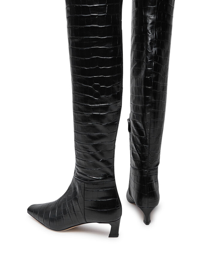 MICHAEL Michael Kors Stivali sopra il ginocchio MICHAEL Michael Kors Cosmo Crocodile Embossed Leather Boot 40F4CSMB5E Nero