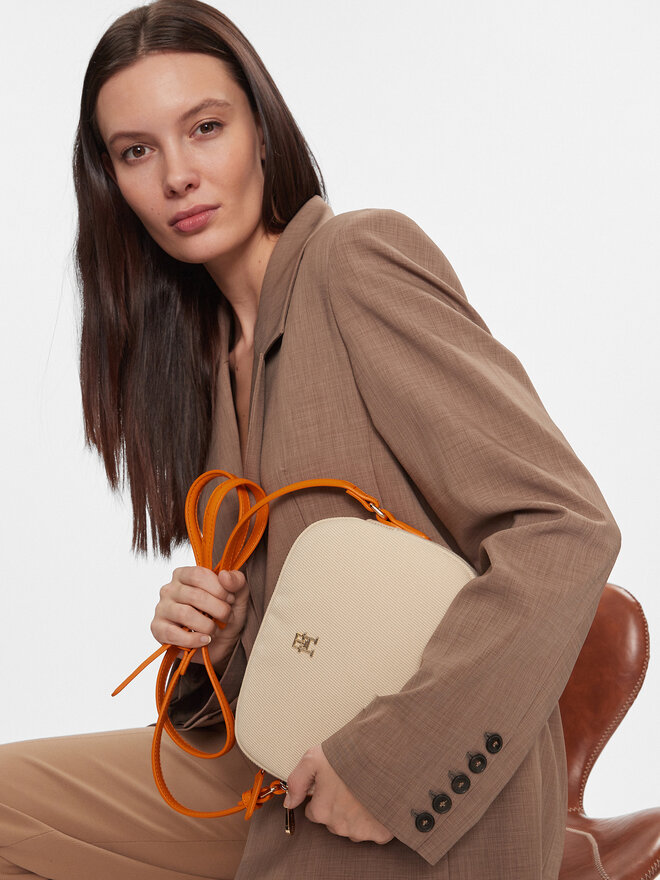 Tommy Hilfiger Handtasche Tommy Hilfiger Poppy Canvas Crossover AW0AW16419 Beige