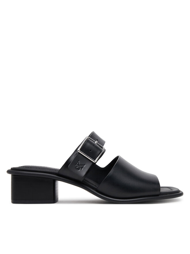 Calvin Klein Jeans Klapki Calvin Klein Jeans Heel Square Mg Buckle Lth YW0YW01701 Czarny