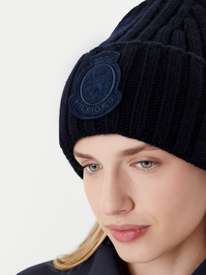 Tommy Hilfiger Berretto Tommy Hilfiger Th Crest Fluffy AW0AW18210 Blu scuro