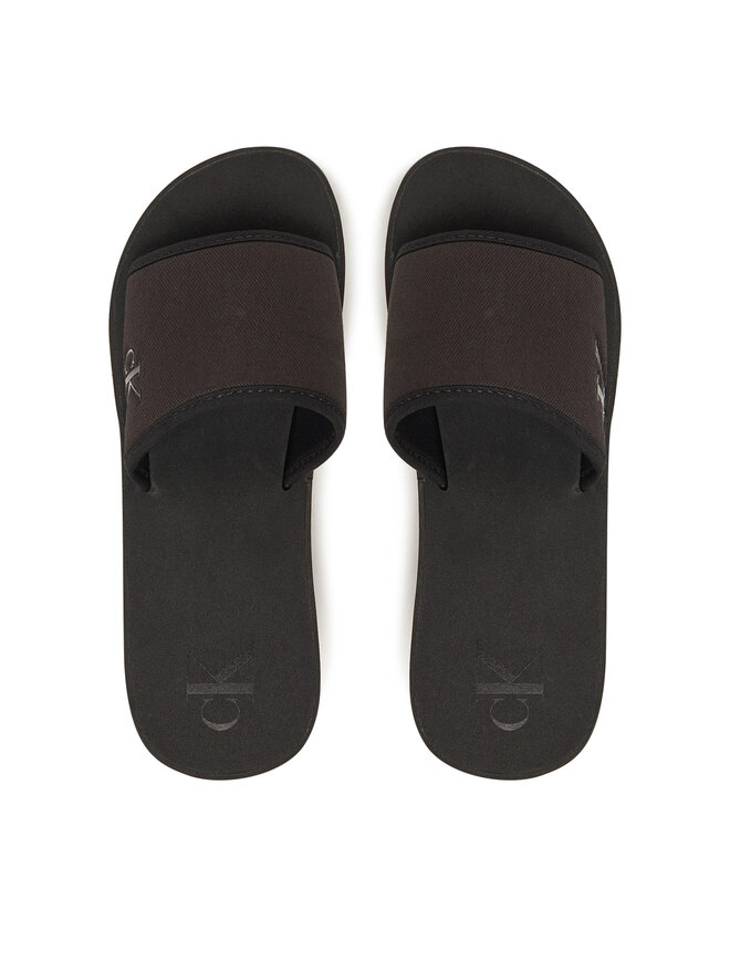 Calvin Klein Jeans Klapki Calvin Klein Jeans Beach Wedge Slide Canvas YW0YW01725 Czarny