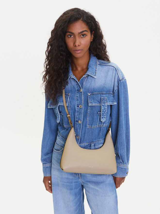 Calvin Klein Τσάντα Calvin Klein Foil Logo Conv Shou?Lder Bag LV04F3272G Μπεζ