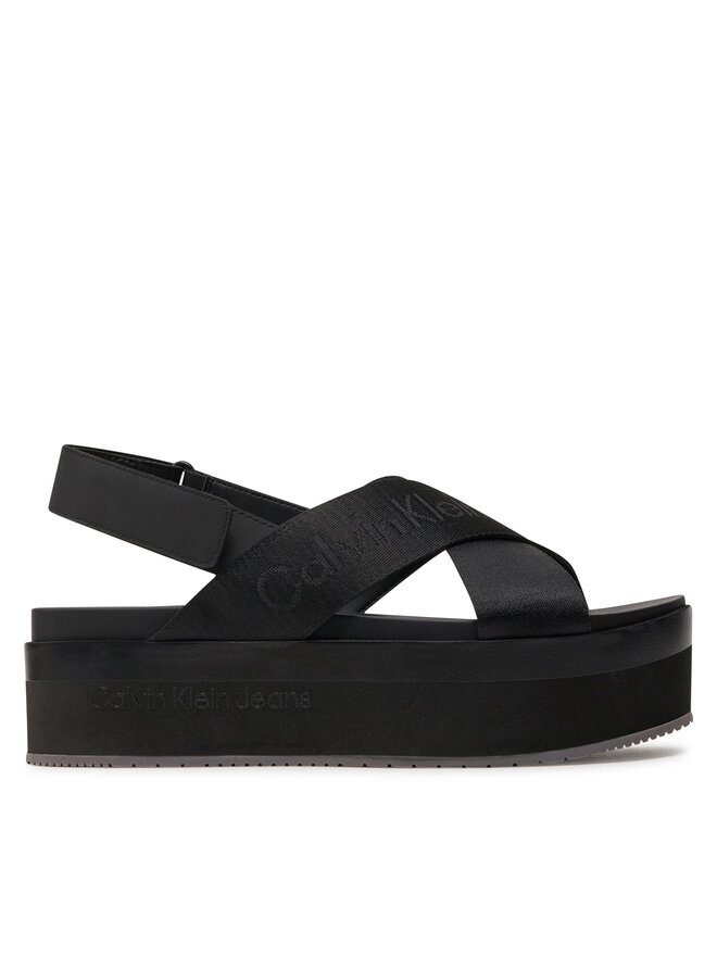 Calvin Klein Jeans Sandalen Calvin Klein Jeans Flatform Sandal Sling In Mr YW0YW01362 Schwarz